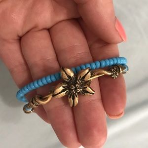 Alex and Ani blue flower bracelet set
